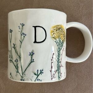 ANTHROPOLOGIE Monogram “D” Floral Mug